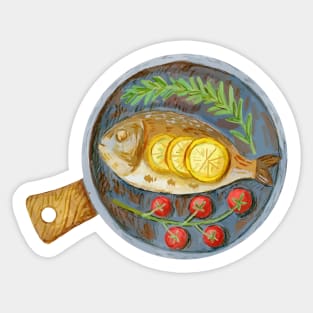 Fish Dish Watercolor Sticker